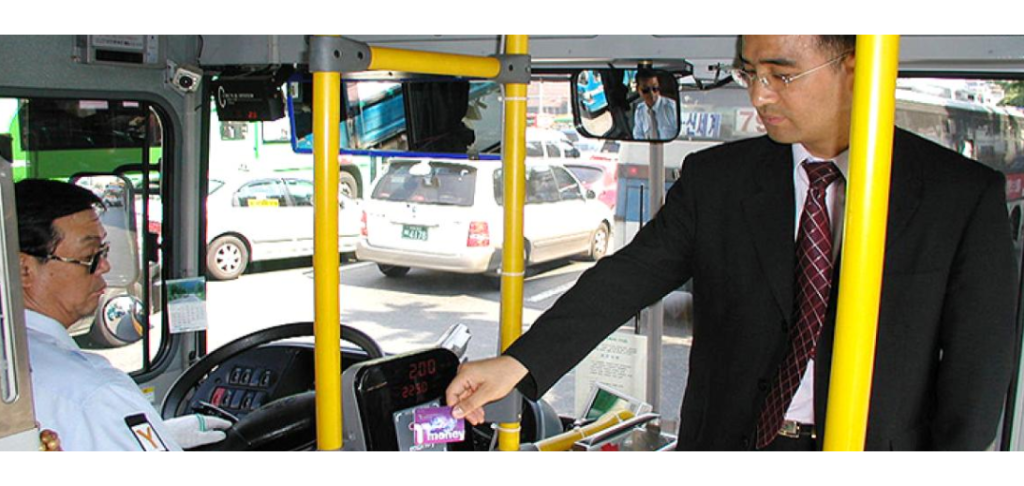 Korean bus, man with bus card